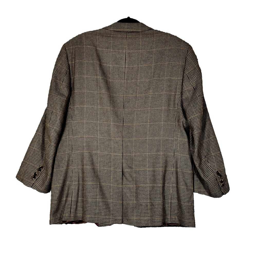 Jos A Bank Executive Collection Blazer Jacket Sz 42S Silk Wool Blend Houndstooth - Picture 2 of 15